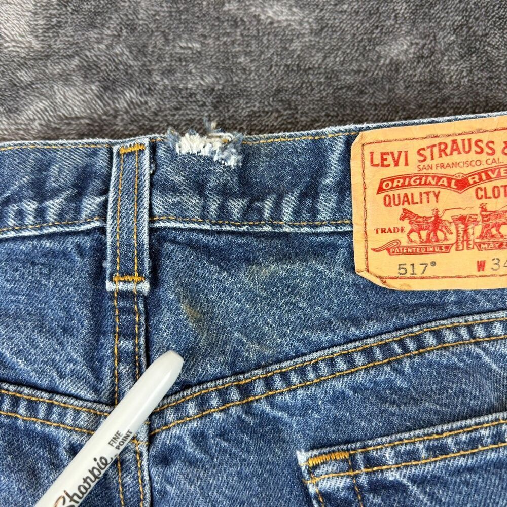 Levi's 517 Bootcut Blue Denim Jeans Men's 34X32 (33X31) Cowboy Western - Picture 11 of 13